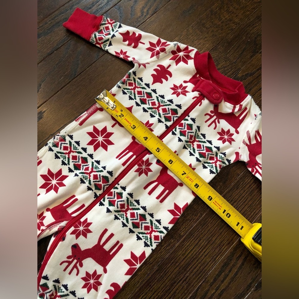 Hanna Andersson Infant 0-3M White/Red Reindeer Holiday Winter Themed One Piece - Picture 6 of 7